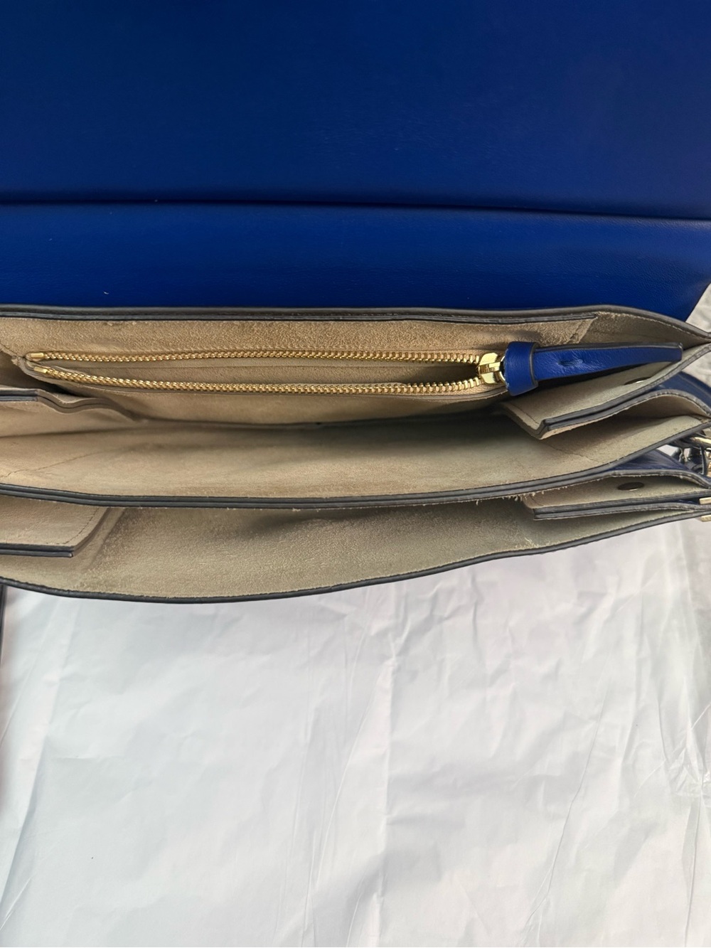 Chloe Blue Medium Leather & Suede Crossbody Bag - Picture 3 of 6